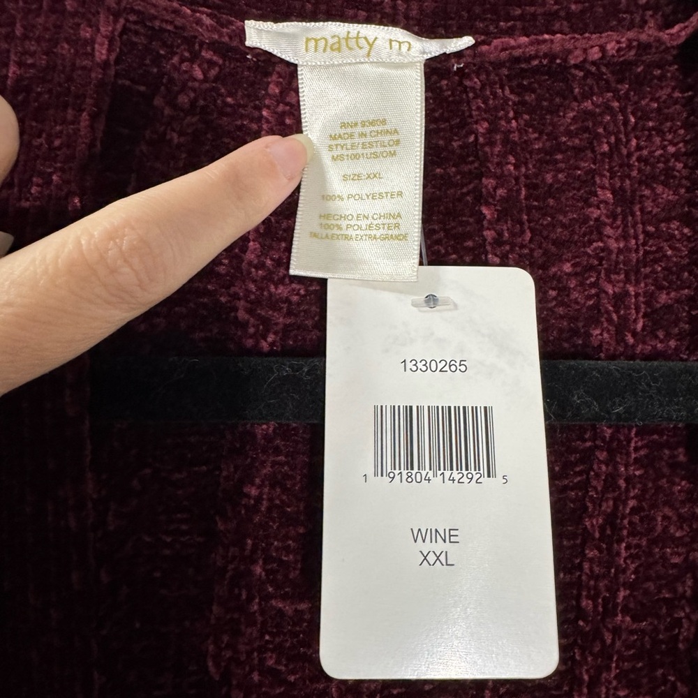 NWT Matty M Long Open Front Cardigan XXL Wine Red Soft Knit Pockets - Picture 3 of 4